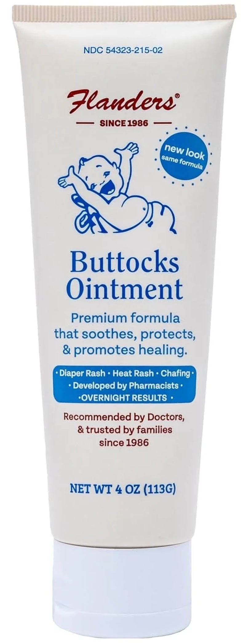 Flanders Buttocks Ointment - Pharmacist Developed Premium Paraben-Free, Soothing Diaper Rash Ointment, 4 Ounce
