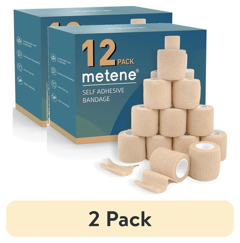 (2 Pack) 12 Pack Adhesive Bandages, Athletic Tape 2 Inches X 5 Yards, Sports Ta