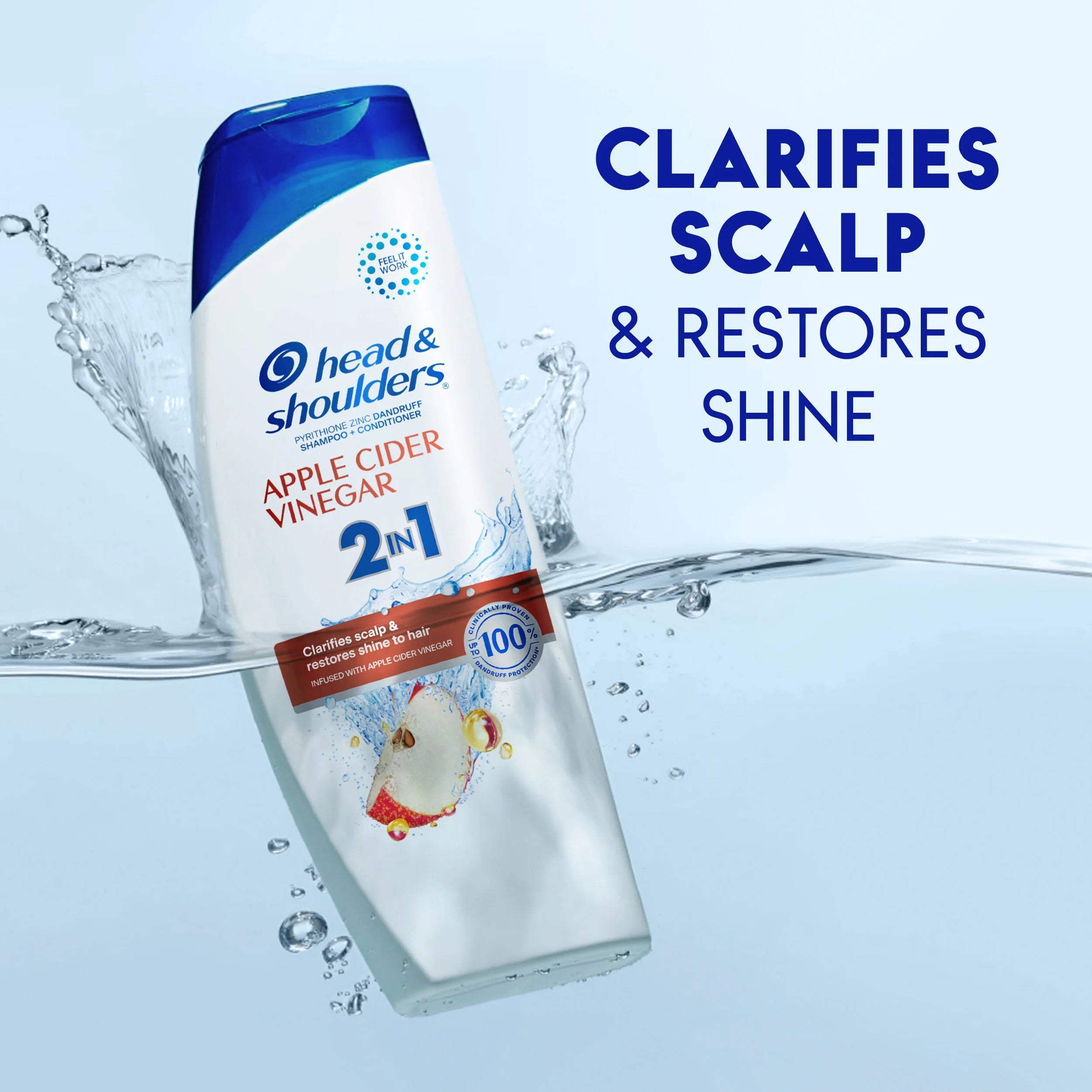 Head and Shoulders 2 in 1 Dandruff Shampoo and Conditioner, Apple Cider Vinegar, 12.5 Oz