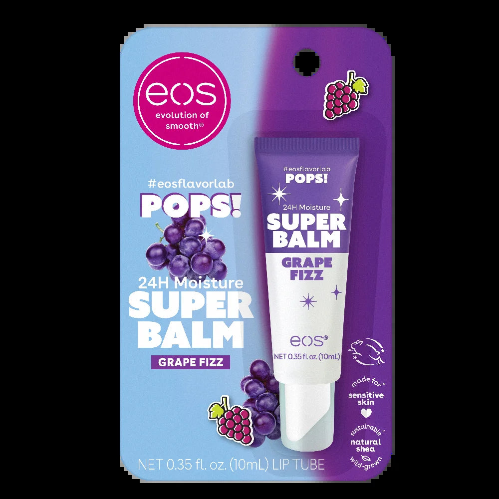 Eos 24H Moisture Super Balm- Grape Fizz, Limited-Edition Lip Sleeping Masks, 0.35 Fl Oz (1 Pack)