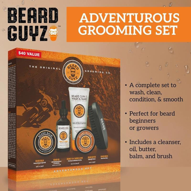 Adventurous Grooming Set, for All Beard Textures, Men, 5 Piece