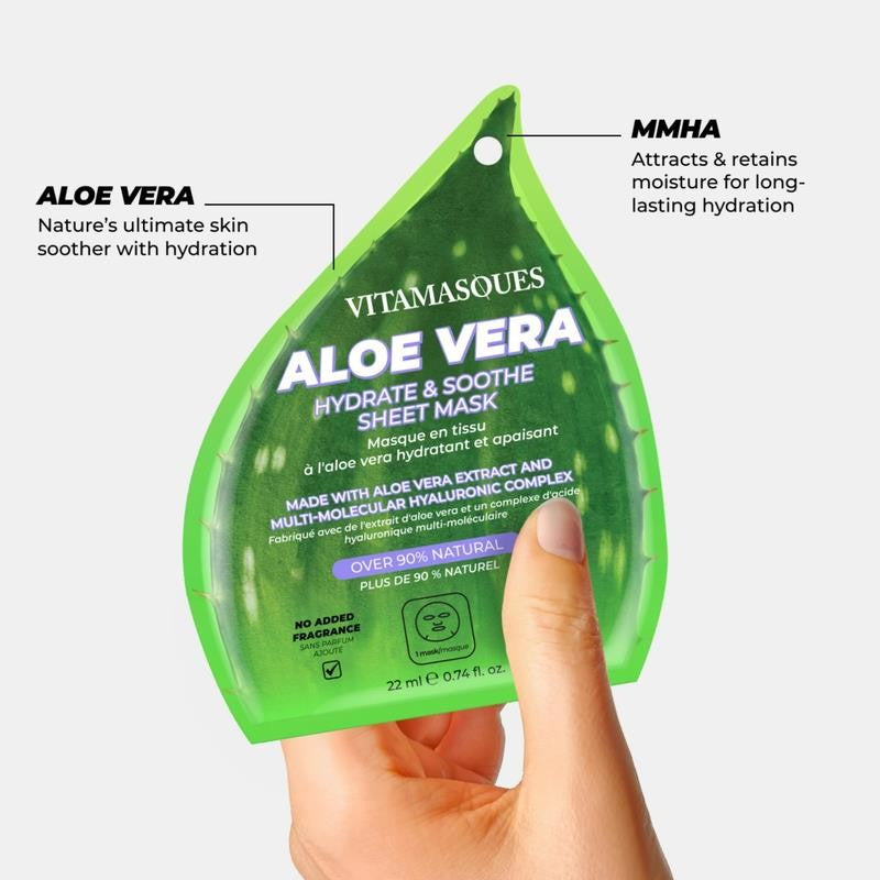 Aloe Vera Face Sheet Mask, Hydrating + Soothing, 1 Count