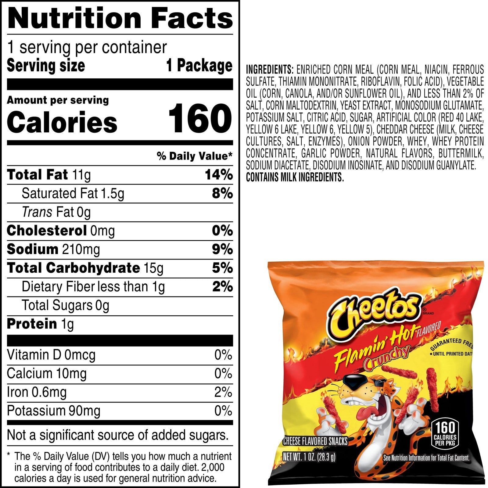 Cheetos Crunchy Cheese Flamin' Hot Flavored Snack Chips, 1 Ounce Bags, 10 Count