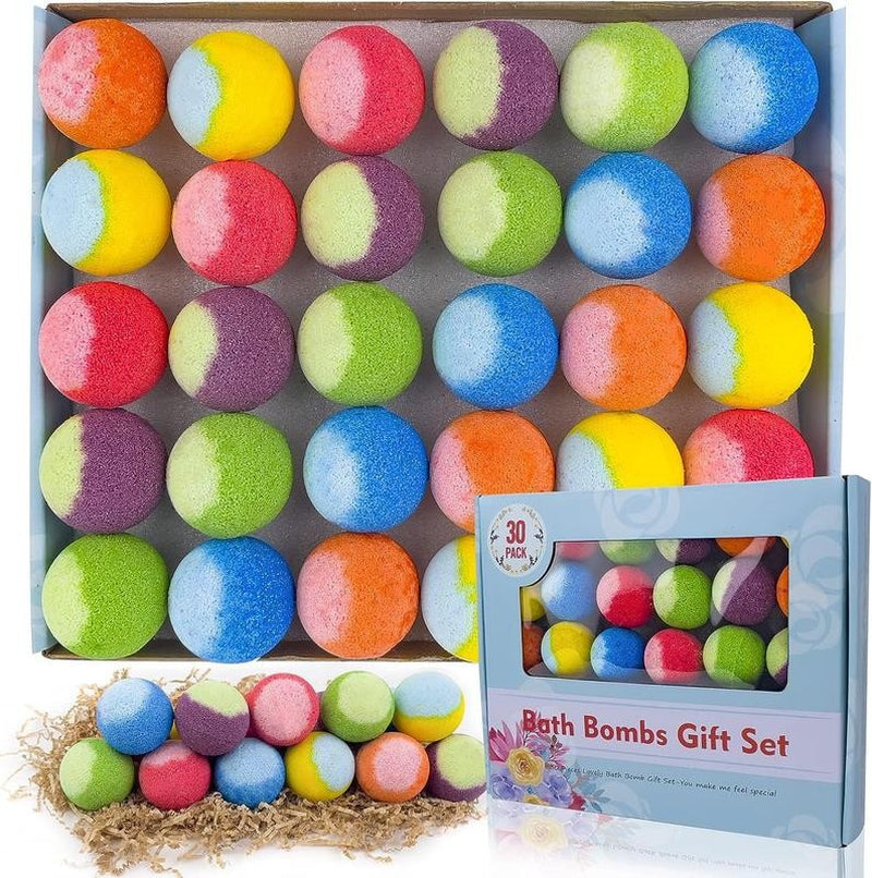 Bath Bombs, 30 Pcs Natural Organic Mini Bath Bombs Gift Set, Handmade with Rich