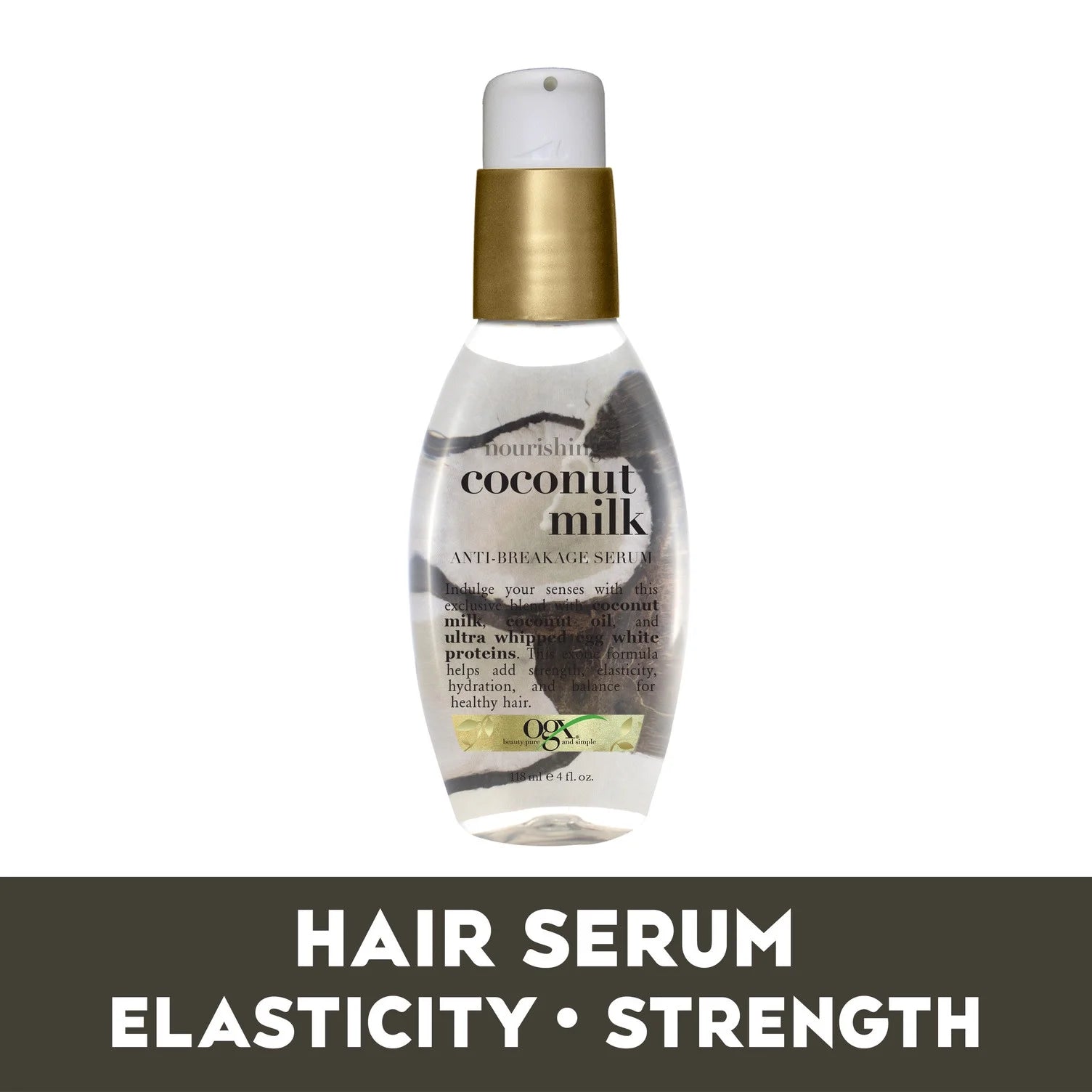 Coconut Milk Moisturizing Strength & Shine, Leave-In Treatment Hair Serum, 4 Fl