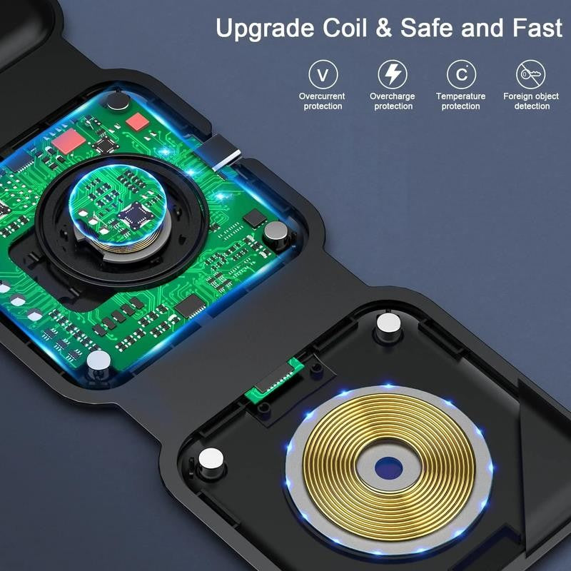 3-In-1 Wireless Charging Station Compatible with Multiple Devices Including Ipho