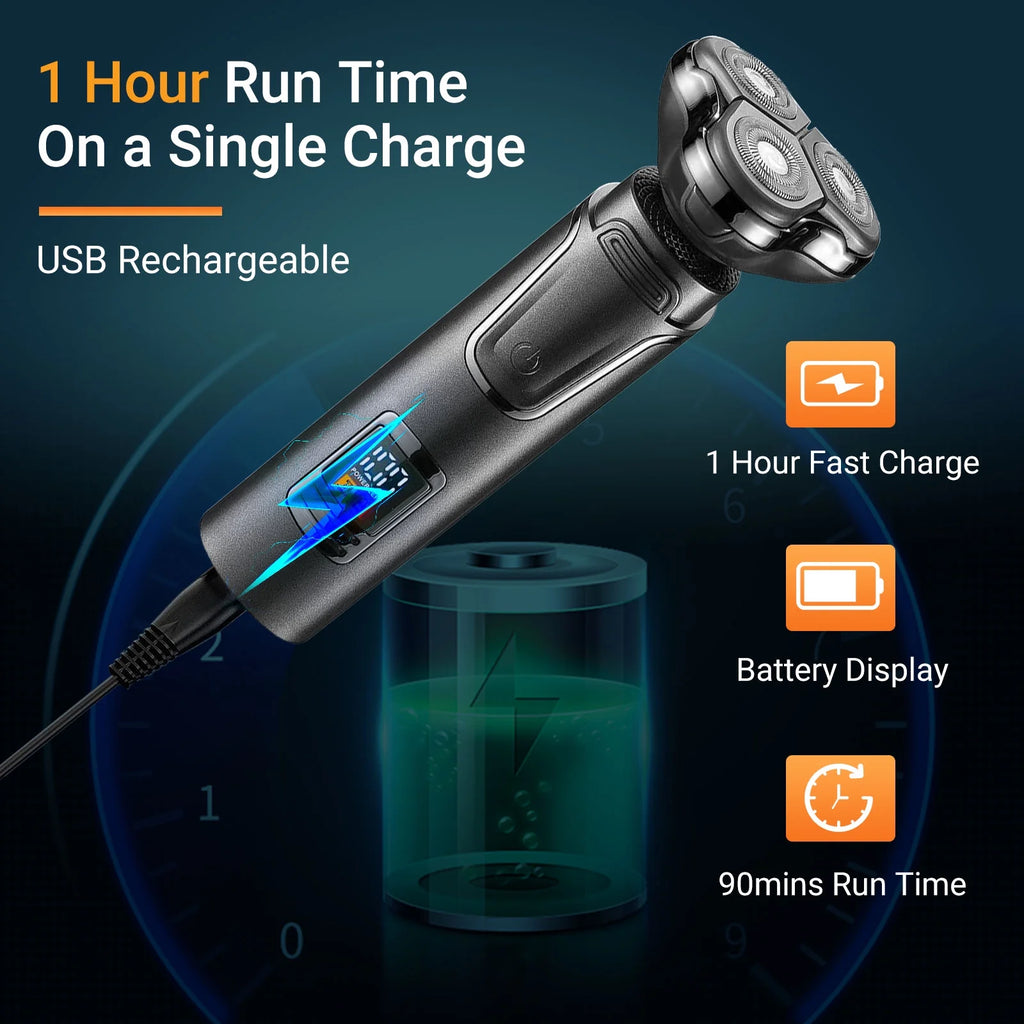 Electric Shaver for Men, Cordless 3-In-1 Beard Trimmer, Nose Hair Razor ,Waterpr