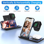 Wireless Charger, 3 in 1 Wireless Charging Station, Fast Charging Dock for Iphone 15/14/13/12/11/Pro/Xs/Sr/X/Se/Galaxy, 15W Wireless Charger Stand for Apple Watch Series 8/7/6/5/4/3/2/Airpods