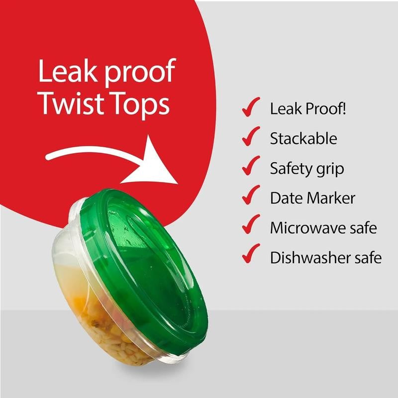 8 Oz Twist Cap Meal Prep Containers Reusable Food Storage Containers with Lids,