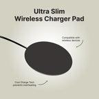 IJS Fast Wireless Phone Charger for Qi Enabled Devices - Ultra Slim Universal round Charging Pad Compatible with Multiple Mobiles - Black