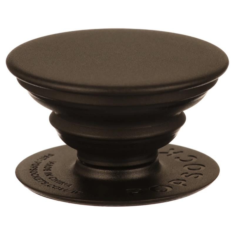 Adhesive Phone Grip with Expandable Kickstand and Swappable Top - Popgrip Black