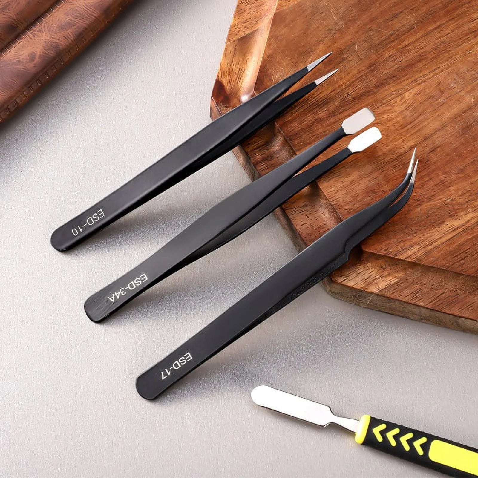 12 Pcs Precision Tweezers Set, Premium Craft Tweezers Kit, Stainless Steel Elect