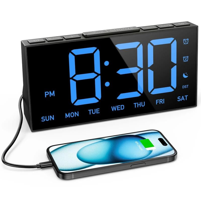Alarm Clock for Heavy Sleepers, Digital Alarm Clock for Bedroom, Adjustable Brig