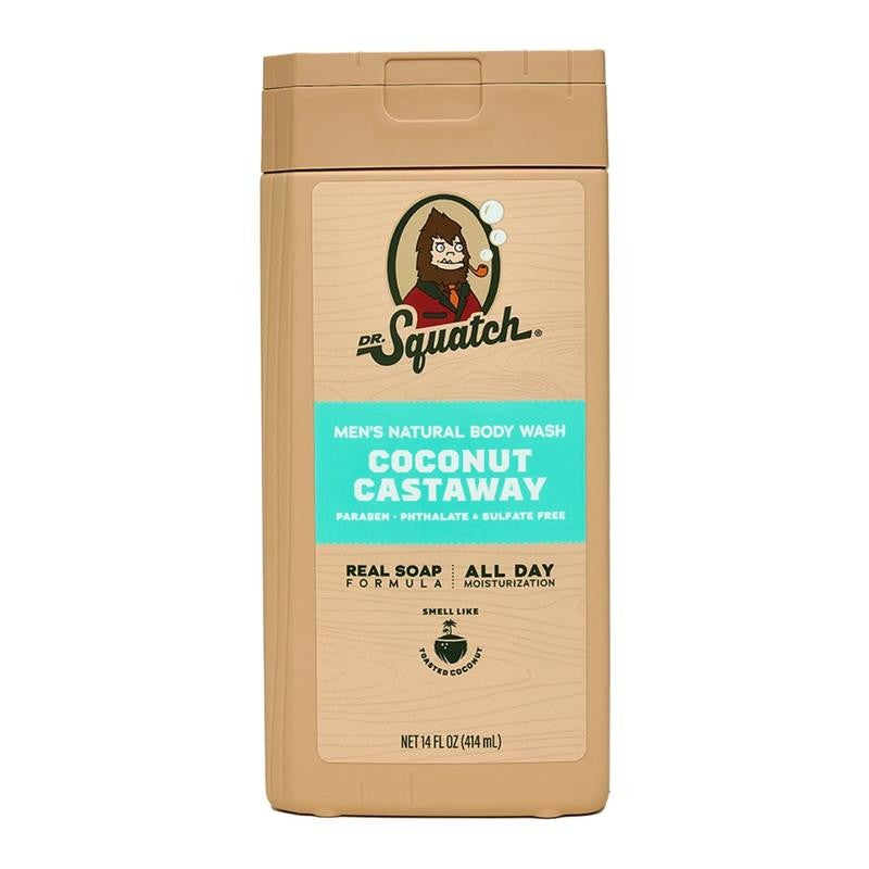 Coconut Castaway Natural Body Wash for Men, 14 Fl Oz