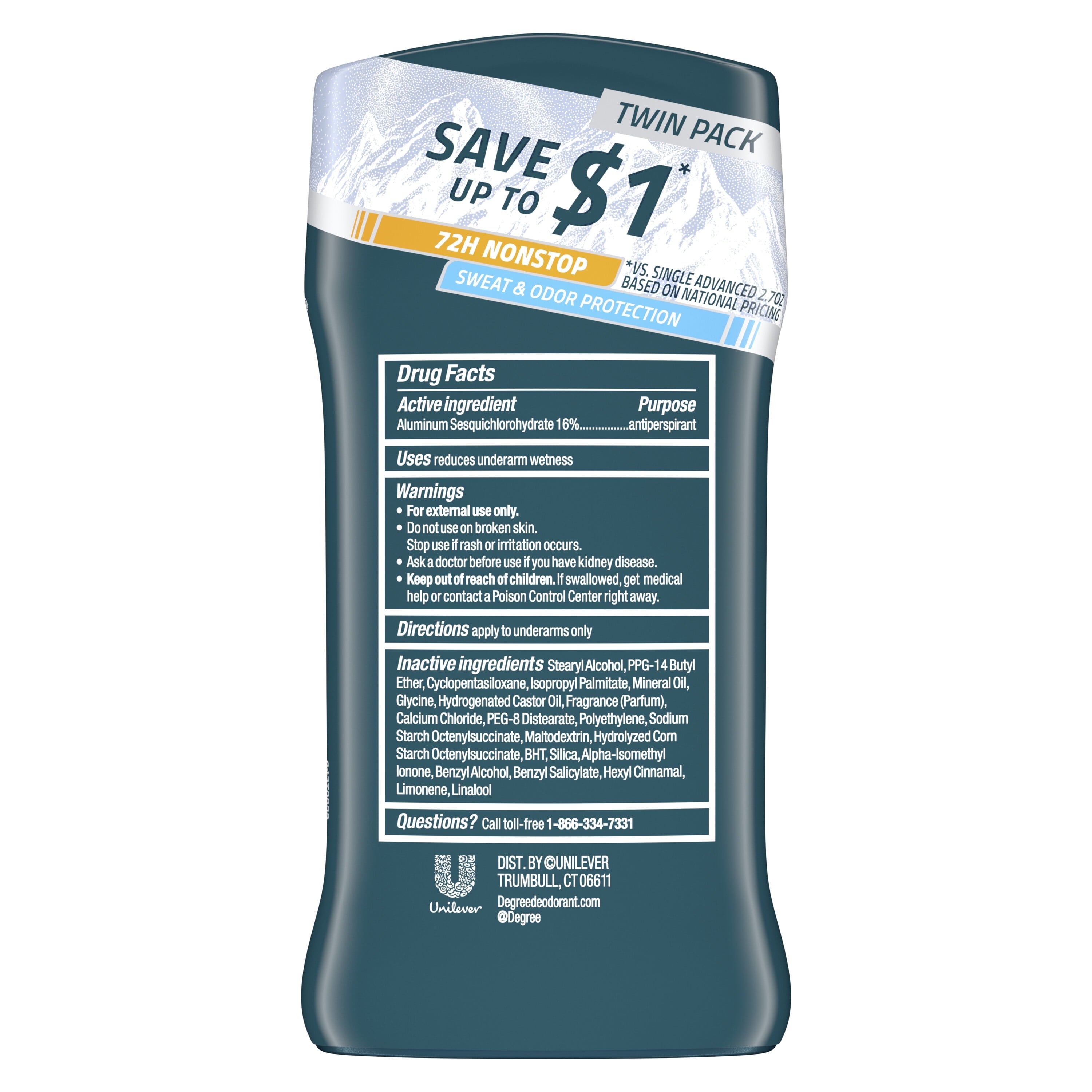 Advanced Women'S Long Lasting Antiperspirant Deodorant Stick Twin Pack, Everest, 2.7 Oz
