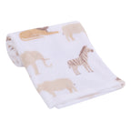 Parent'S Choice Safari Print Plush Baby Blanket, 30" X 36", White, Tan, Infant Unisex