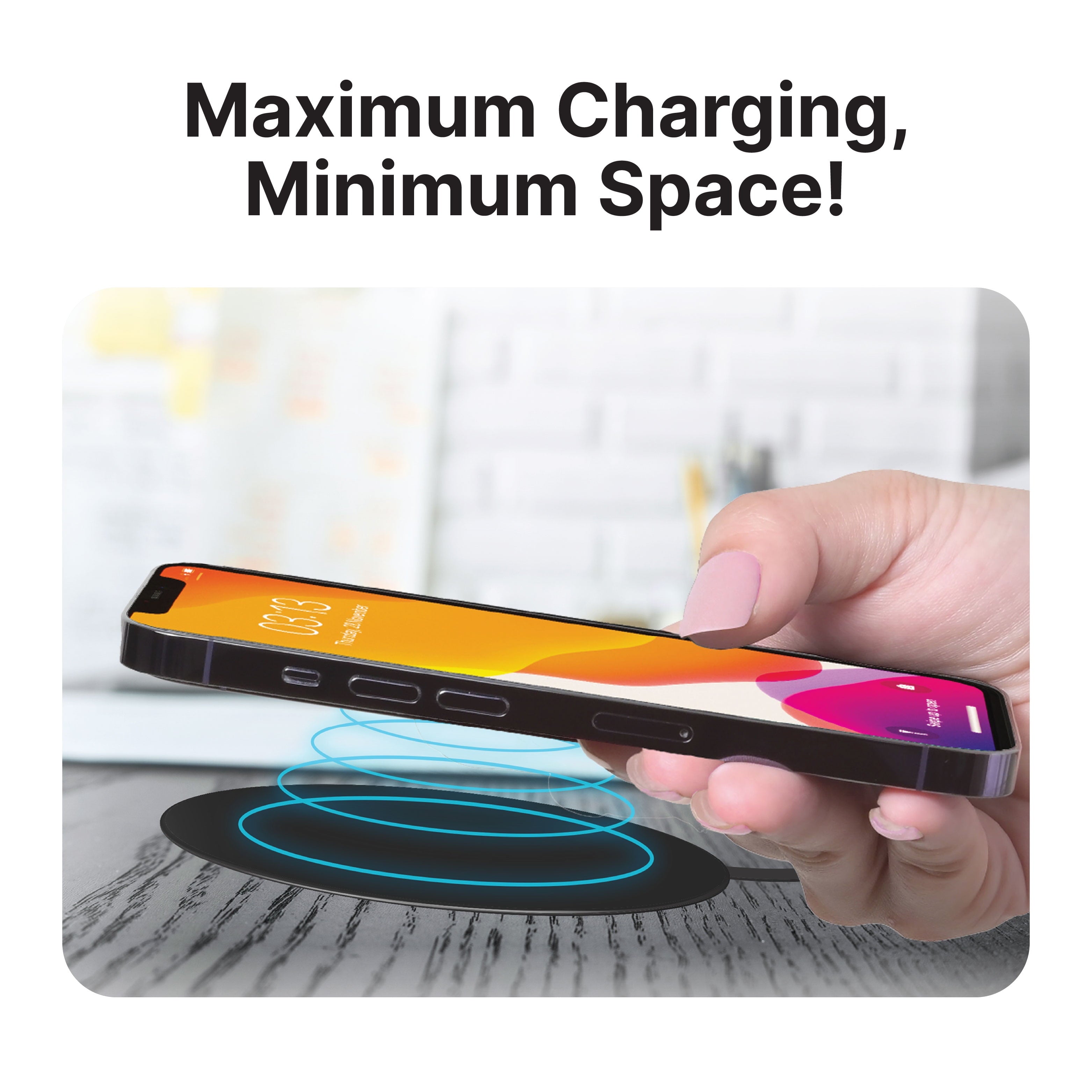 IJS Fast Wireless Phone Charger for Qi Enabled Devices - Ultra Slim Universal round Charging Pad Compatible with Multiple Mobiles - Black