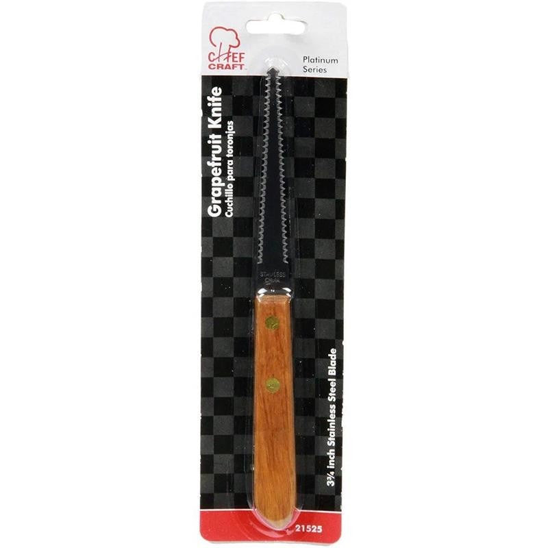 Grapefruit Knife Stainless Steel Serrated Blade Wood Handle, Brown, 3 Pack