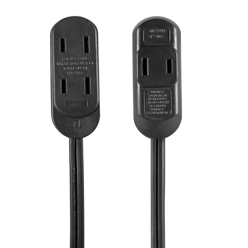 12FT 16AWG 2 Prong Black Indoor Household Extension Cord, 125V, 13A