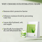 Aloderma Hydrating Sheet Face Masks with 87% Organic Aloe Vera - 5 Pack Moisturizing Facial Masks with Hyaluronic Acid & Bergamot Oil for Nourished, Radiant Skin - Aloe Vera Natural Skincare