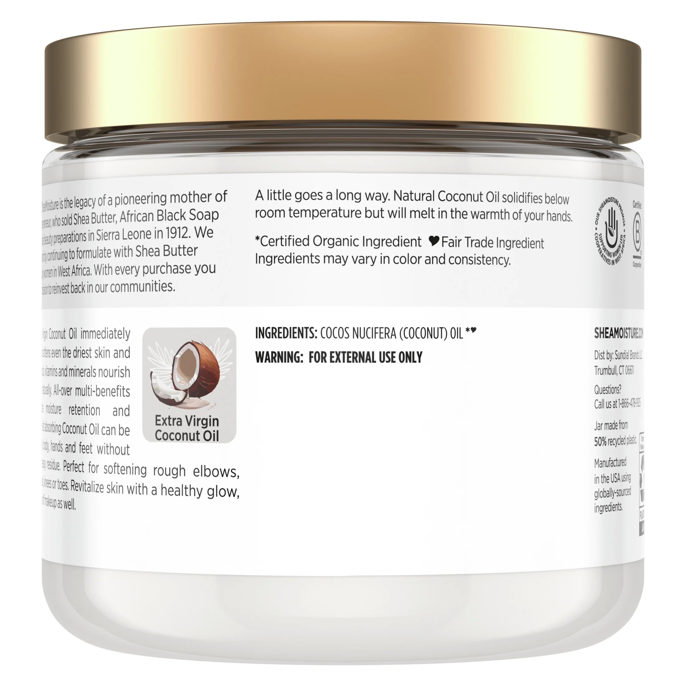 Sheamoisture 100% Extra Virgin Coconut Oil Nourishing Hydration, 14.5 Oz