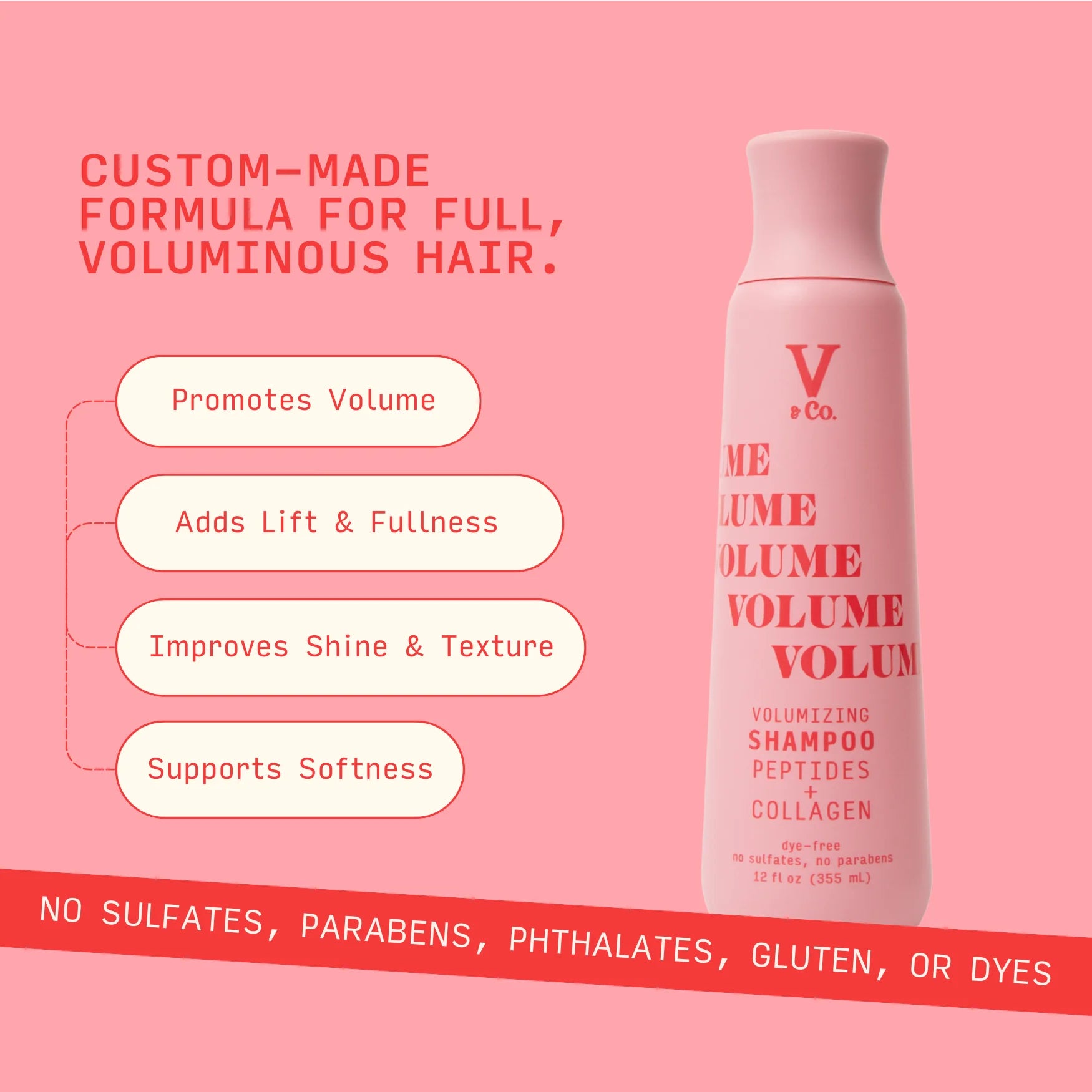 V&Co Beauty Volumizing Shampoo 12 Oz for Adults and Teens