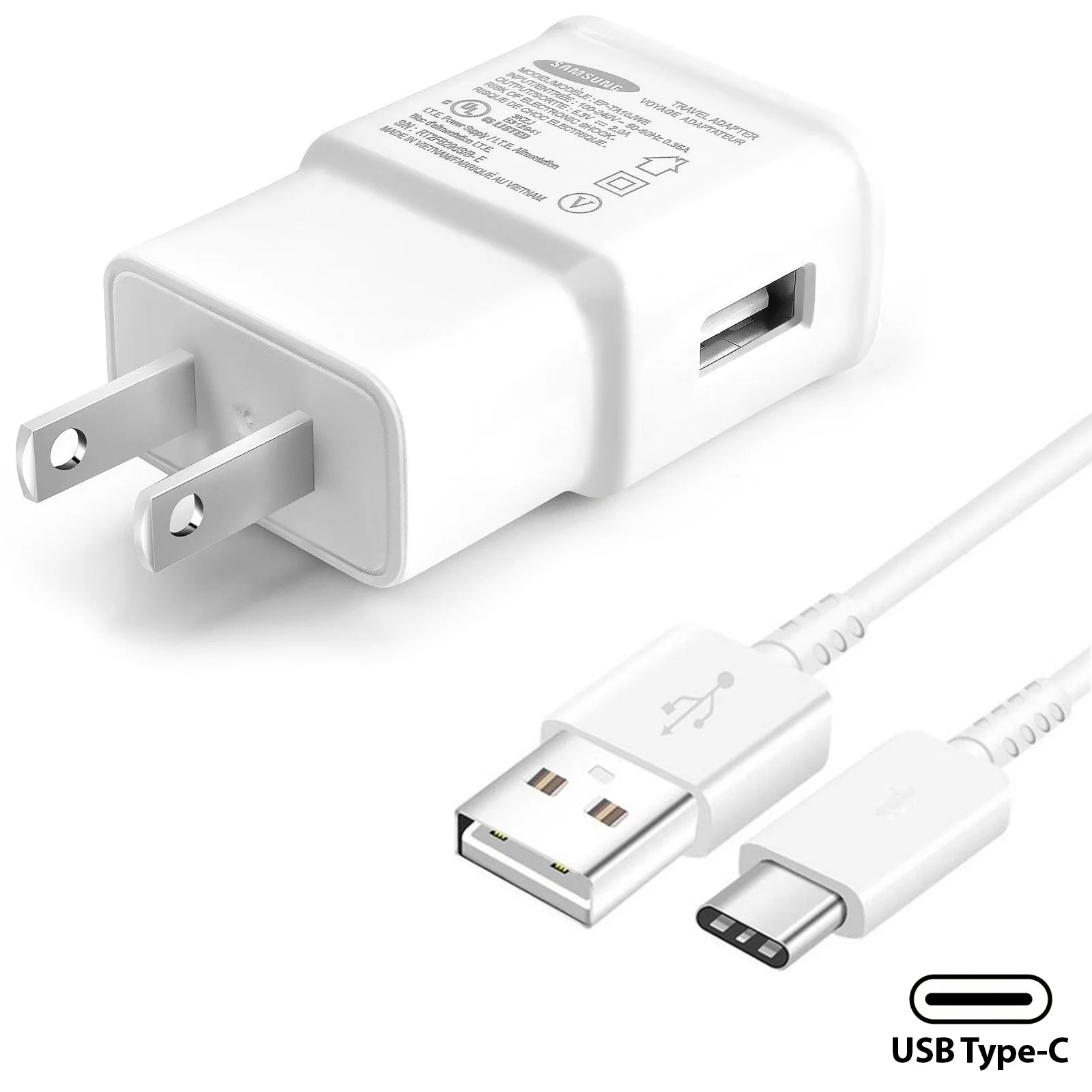 Adaptive Fast Type C Charger Compatible Samsung Galaxy S21+ S21 Ultra 5G S9 S8 plus S10 S10E S20 FE Note 8 9 10 20 Plus, USB Wall Charging Power Adapter + 4Ft USB Type-C Cable