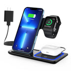 Wireless Charger, 3 in 1 Wireless Charging Station, Fast Charging Dock for Iphone 15/14/13/12/11/Pro/Xs/Sr/X/Se/Galaxy, 15W Wireless Charger Stand for Apple Watch Series 8/7/6/5/4/3/2/Airpods