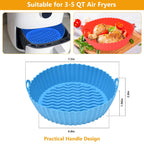 3 Pack Air Fryer Silicone Liners Pot for 3 to 5 QT, Air Fryer Silicone Basket Bo