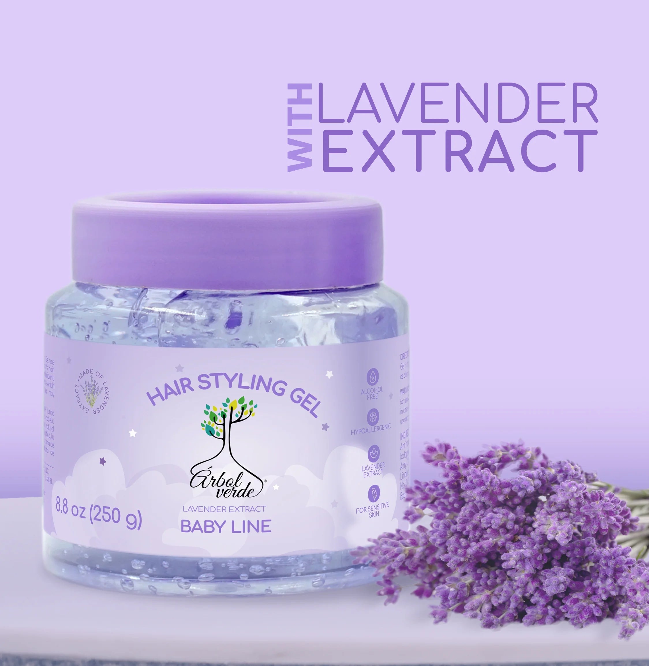 Arbol Verde Natural Hair Styling Gel, Lavender, 8.8 Oz