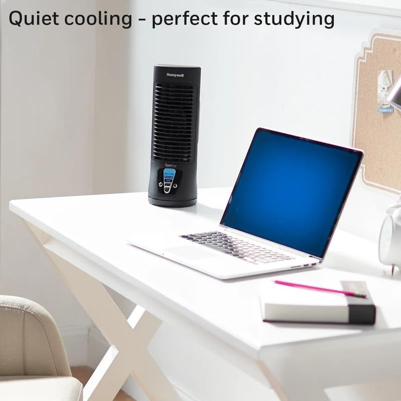 13" Black Quietset Oscillating Table Fan, 10Ft Air Circulation Power, 4 Speed, A
