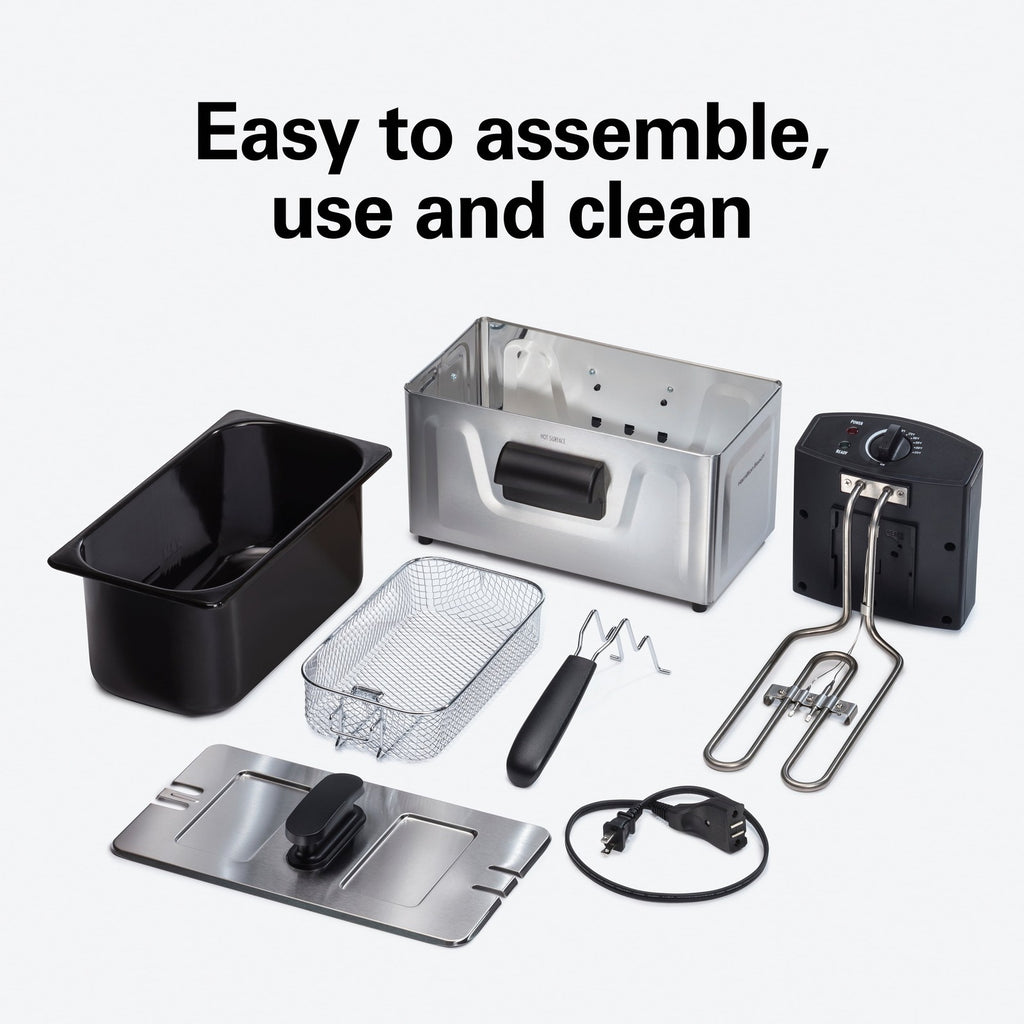 8 Cup Deep Fryer, Family-Size Food Capacity Cooks up to 6 Cups of Food, 1500 Wat