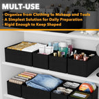 Drawer Organizer for Clothes, Dresser Drawer Organizer, 12 Pack, Black