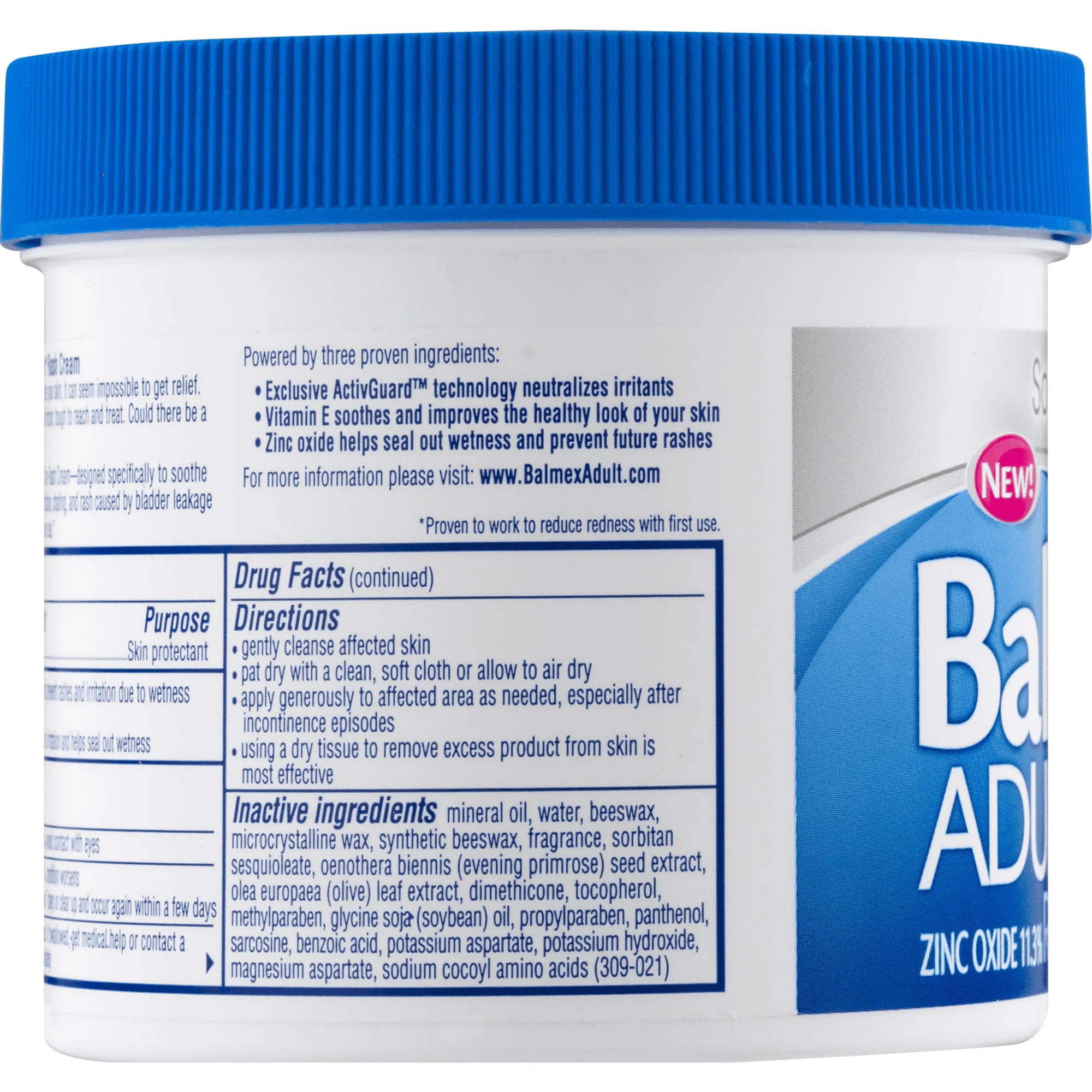 Balmex Adult Care Cream Soothes and Protects Skin from Irritation, Chaffing, and Rash, 12 Oz, Tub