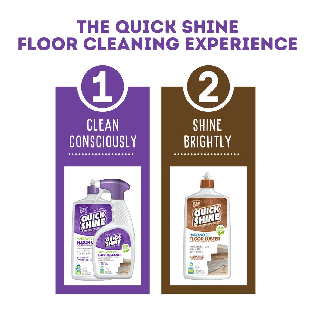 Quick Shine Hardwood Floor Luster, Pfas-Free Formula Floor Polish with Plant-Derived Carnauba 27Oz