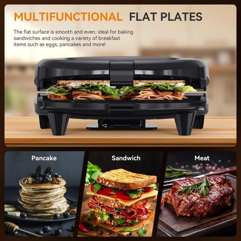 Electric Sandwich Maker, 750W Panini Sandwich Maker, with Non-Stick Flat Plates