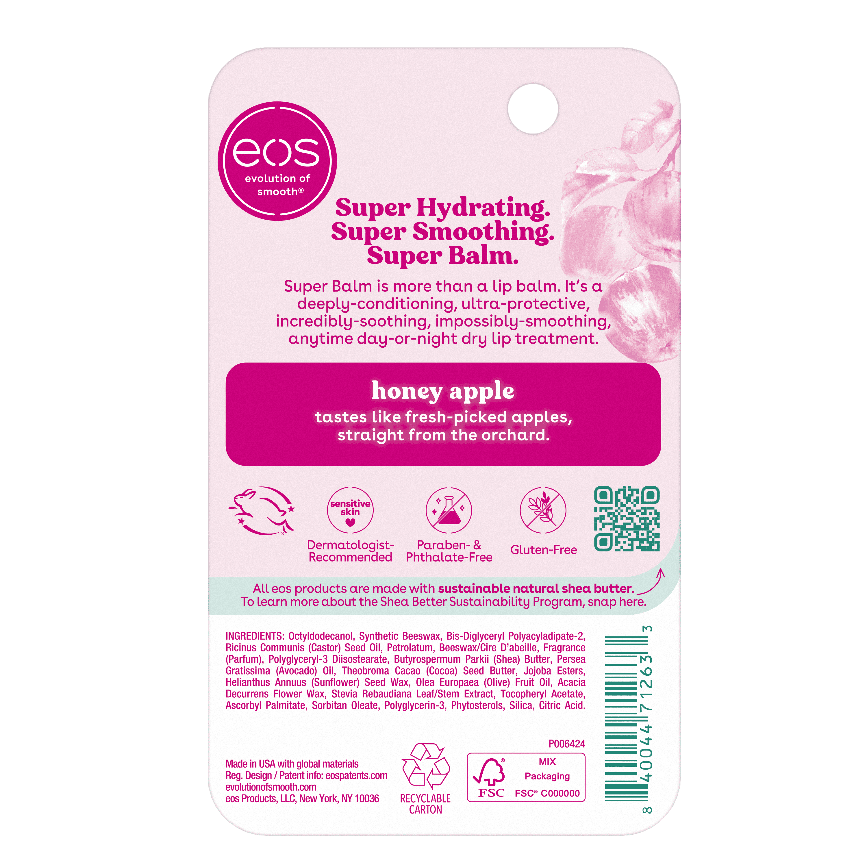 24HR Moisture Super Balm- Honey Apple, Lip Sleeping Mask, 0.35 Fl Oz, 1 Pack