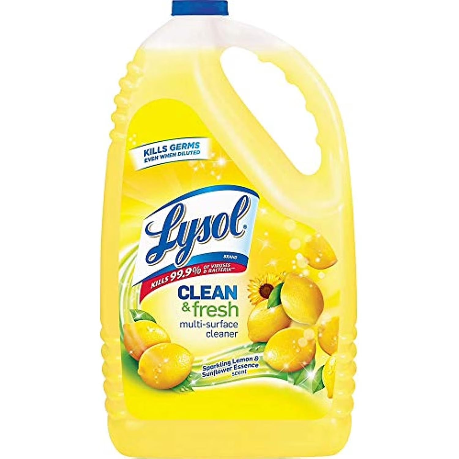 Lysol Multi-Surface Cleaner, Sanitizing and Disinfecting Pour, to Clean and Deodorize, Sparkling Lemon & Sunflower Essence, 144 Fl Oz