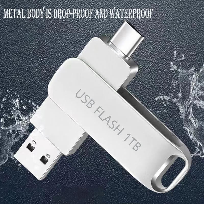 1TB USB Flash Drive-2 in 1 Thumb Drive with USB and Type C Port-Compatibl