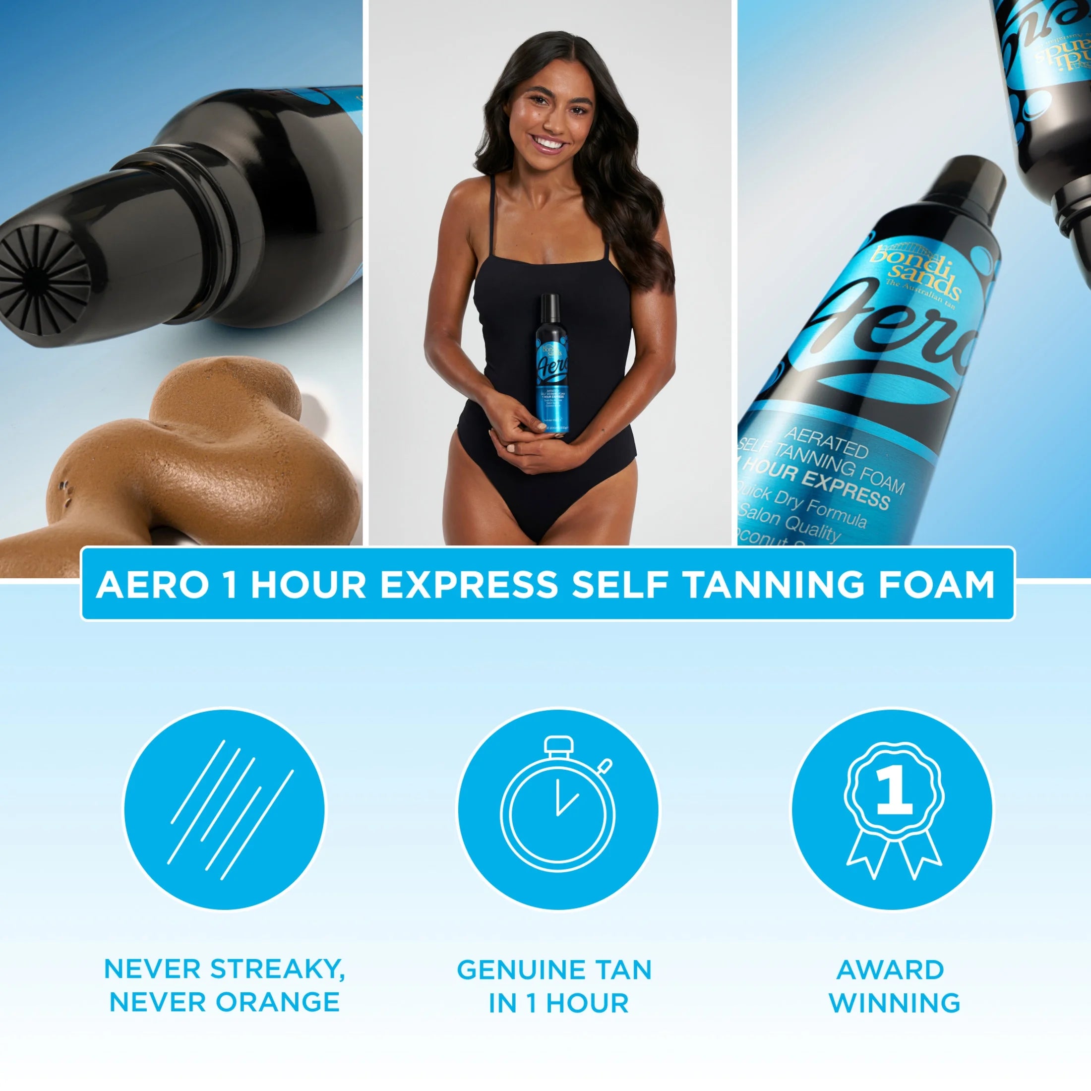 Aero Aerated Sunless Self Tanner Foam 1 Hour Express, 5.71 Fl Oz