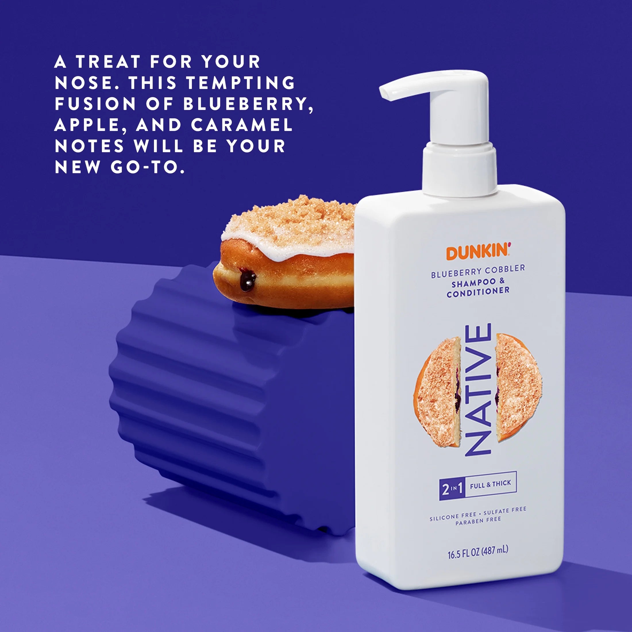 Native 2In1 Shampoo and Conditioner, Dunkin' Blueberry Cobbler, Sulfate Free, 16.5 Fl Oz