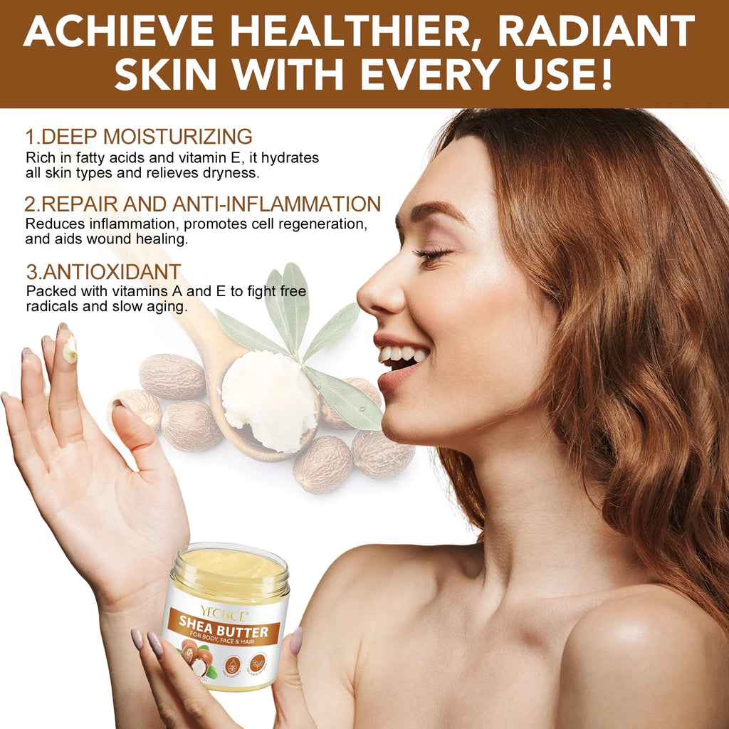 100% Pure & Natural Shea Butter Raw - 2 Pack Skin Moisturiser -Enriched with Nourishing Vitamins,Long-Lasting Hydration for Dry Skin,7.8 Oz