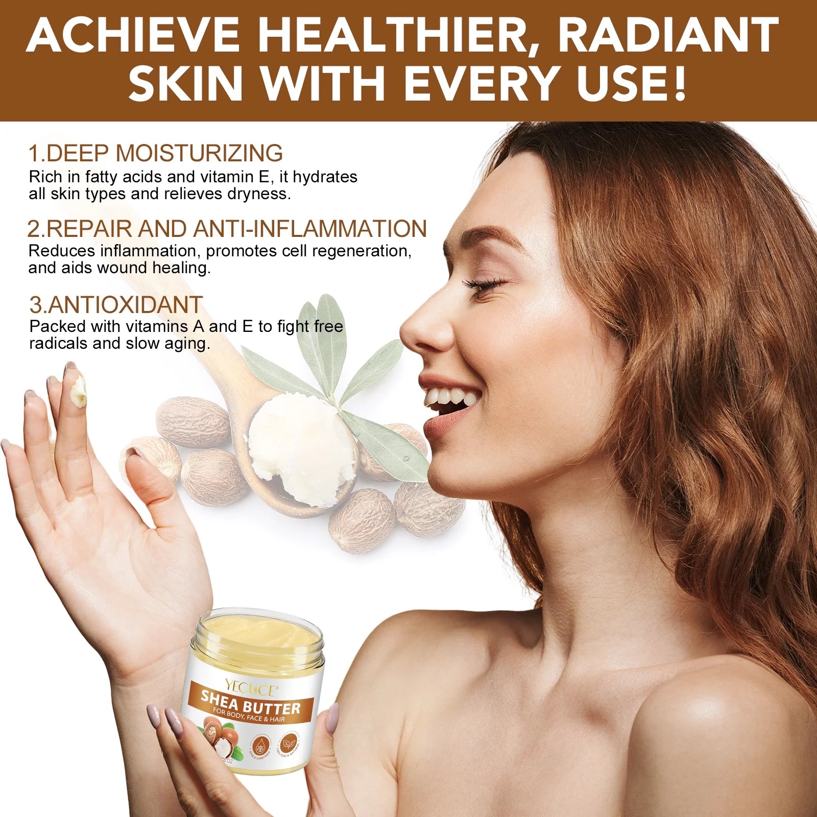 100% Pure & Natural Shea Butter Raw - 2 Pack Skin Moisturiser -Enriched with Nourishing Vitamins,Long-Lasting Hydration for Dry Skin,7.8 Oz