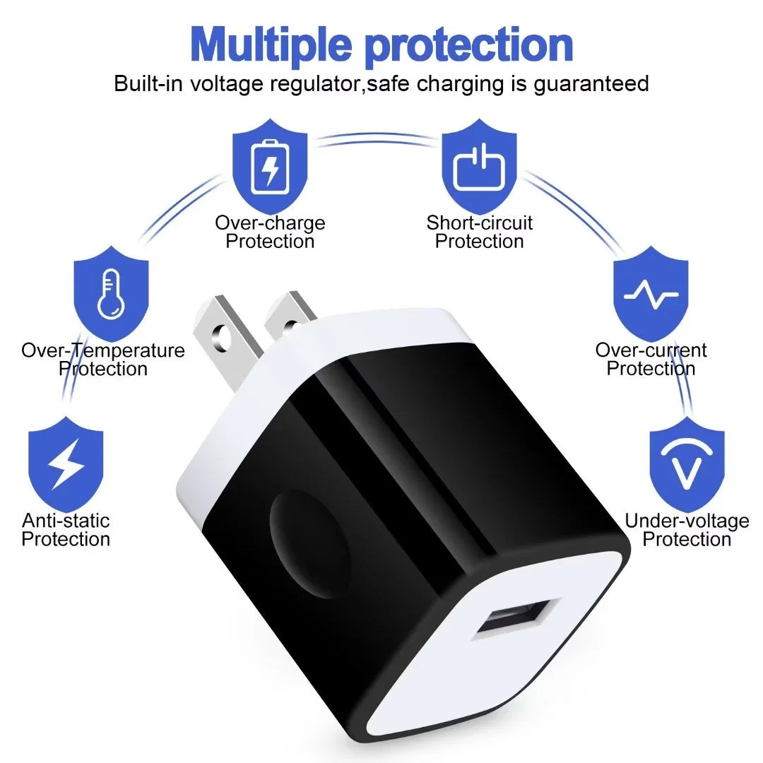 Charger Block,Usb Wall Charger Adapter with Coiled Type C Cable 6Ft,Ailkin 5V/1A Wall Charger Block Fast Charging Station Power Base Charger Block Plug Brick Usb Wall Charger
