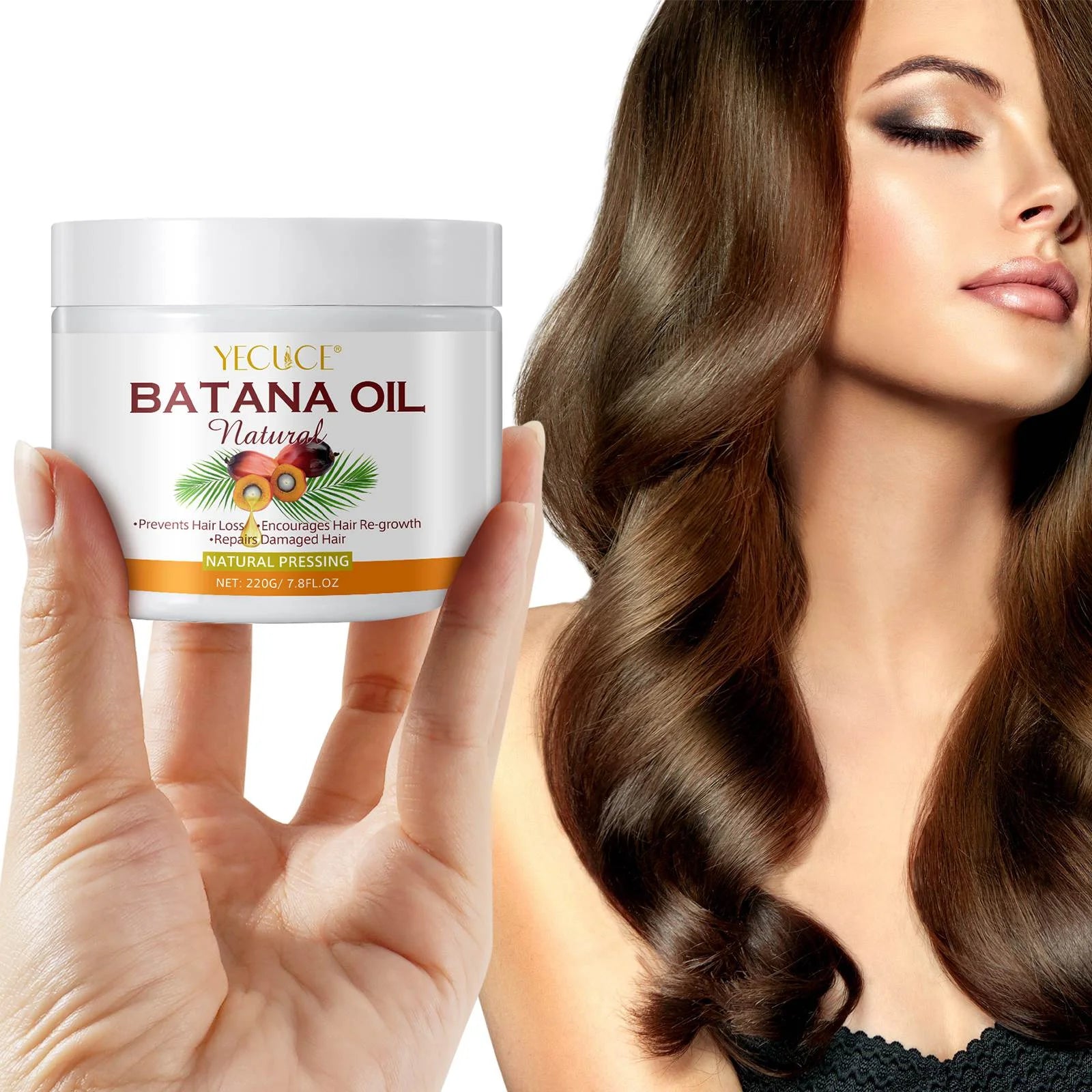Batana Hair Oil for Women & Men - 100% Pure and Natural - Repair Damage Hair - Restore Hair Health, 220G/7.8Floz