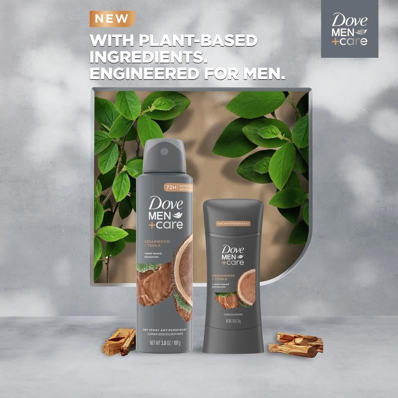 Dry Spray Antiperspirant Deodorant for Men Cedarwood + Tonka, 3.8 Oz