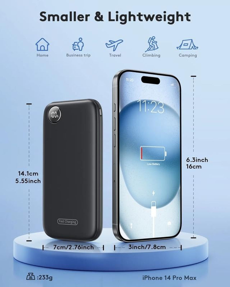 Fast Charging Power Bank, 10000Mah Portable Charger for Iphone, 22.5W USB C In&O