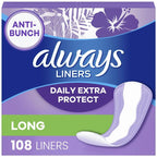 Daily Extra Protect Panty Liners, Long Length, Unscented, 108 Count