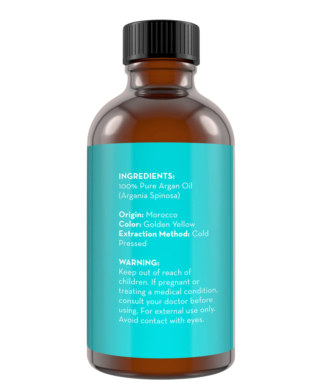 Argan Oil for Skin, Face, and Hair, 4 Fl Oz - Cold Pressed - Pure Aceite De Argan