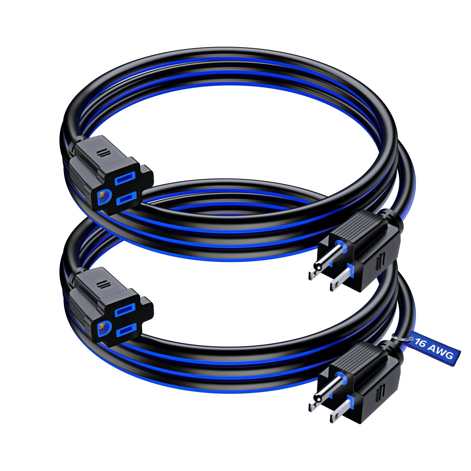Extension Cord 3 Ft, (2 Pack) Extension Cord,16 Gauge, Heavy Duty Extension Cord